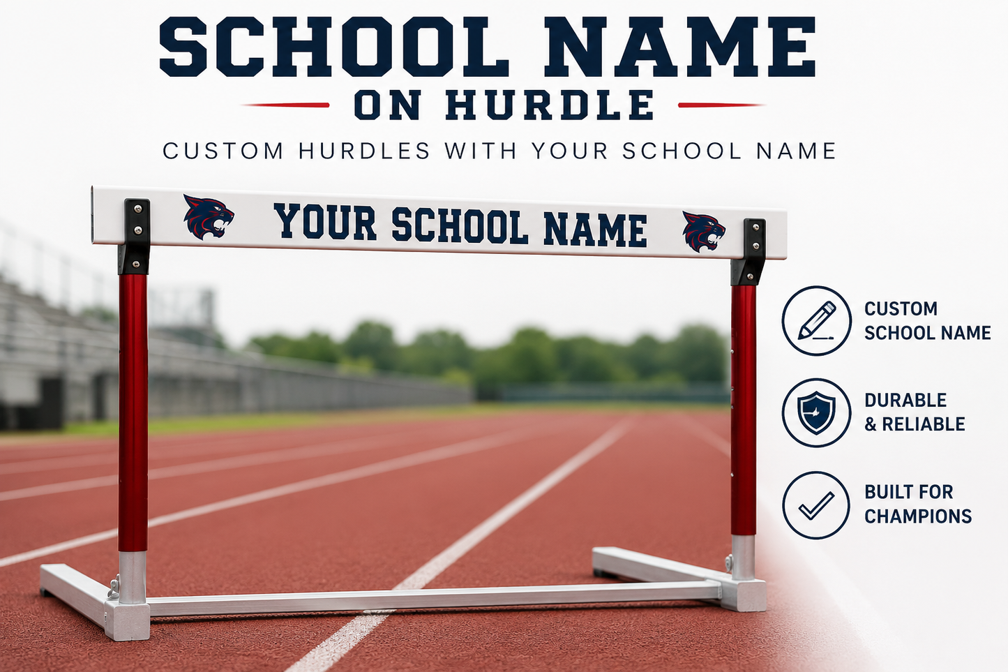 School Name on Hurdle Board