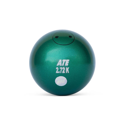 A blue shot put with the ATE brand logo and the text '4K' on it.