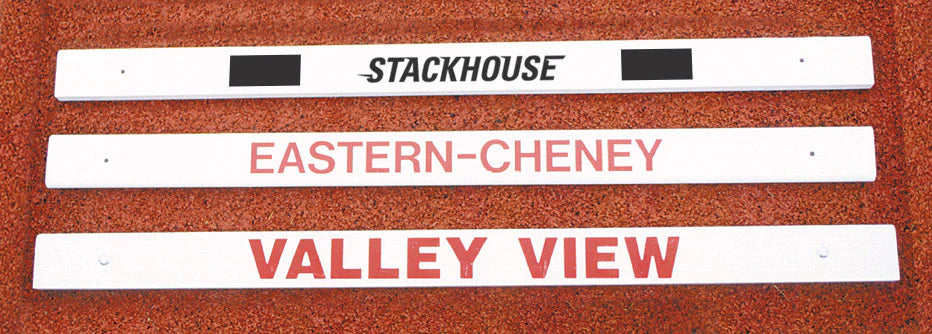 School Name on Hurdle Board